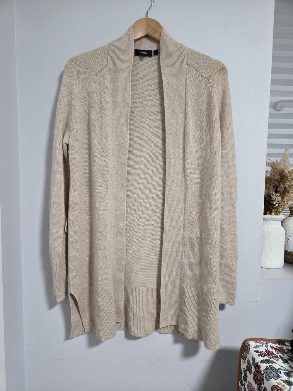Theory 100% Cashmere Open-Front Drape Cardigan Sweater
